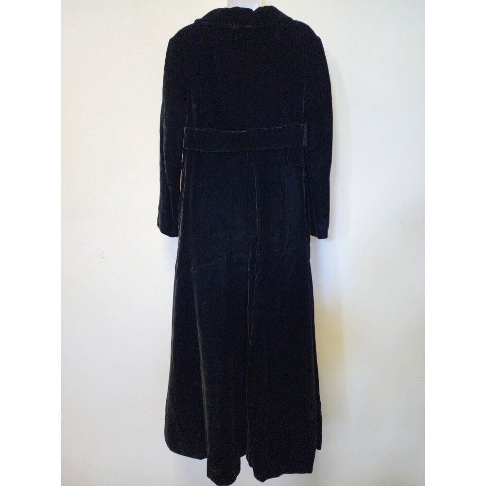 1940s VTG Black Velvet Opera Coat S Grandcoat Vampire Chic Old Hollywood Glamour - Picture 6 of 11